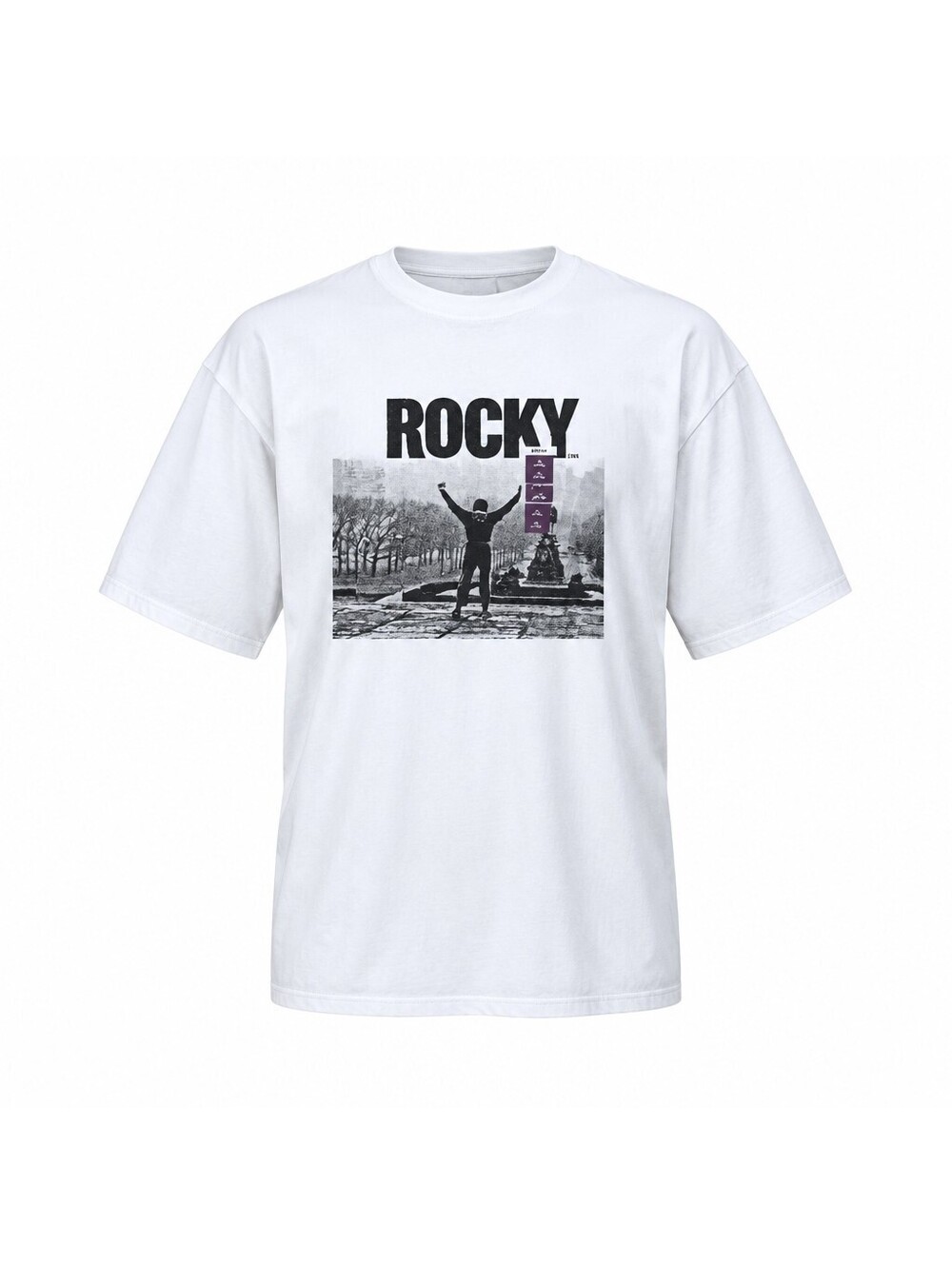Rocky Movie Graphic T-Shirt 2XL White Cotton Polyester Blend